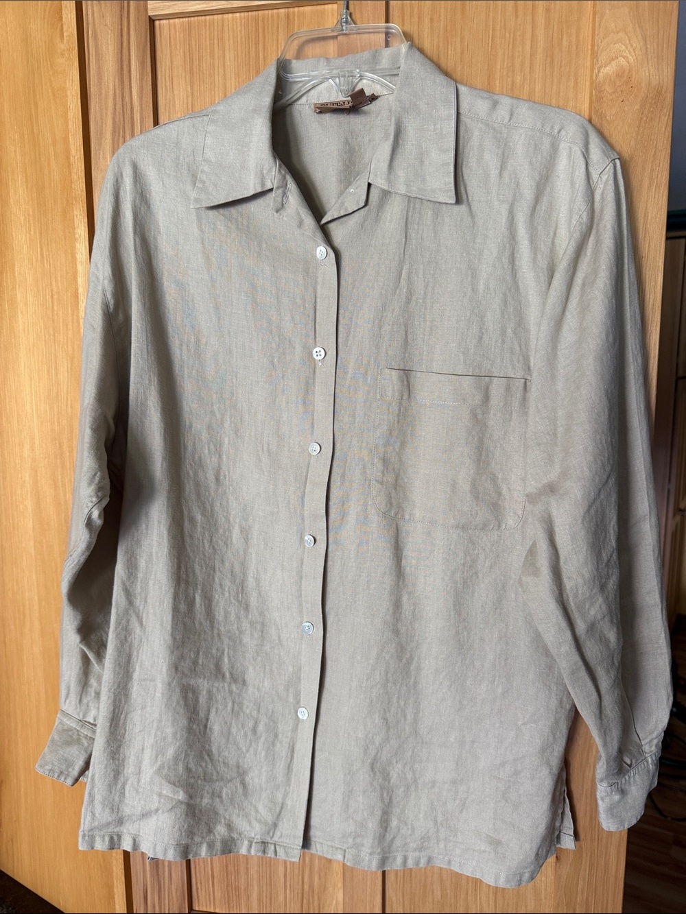 RUFF HEWN ladies 100% LINEN long sleeve shirt natural color